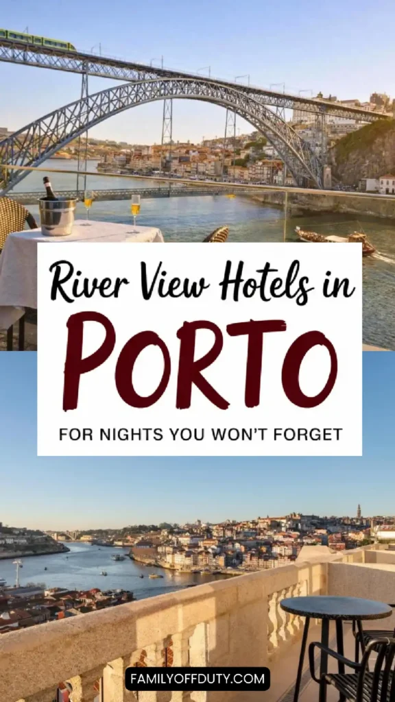 Stunning river view from a hotel terrace in Porto, showcasing the iconic bridge and scenic waterfront.