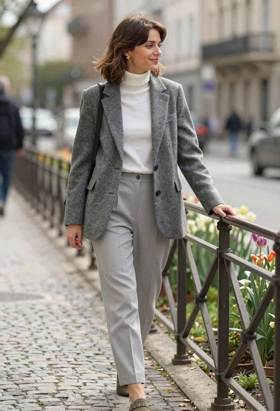 refined gray blazer outfit