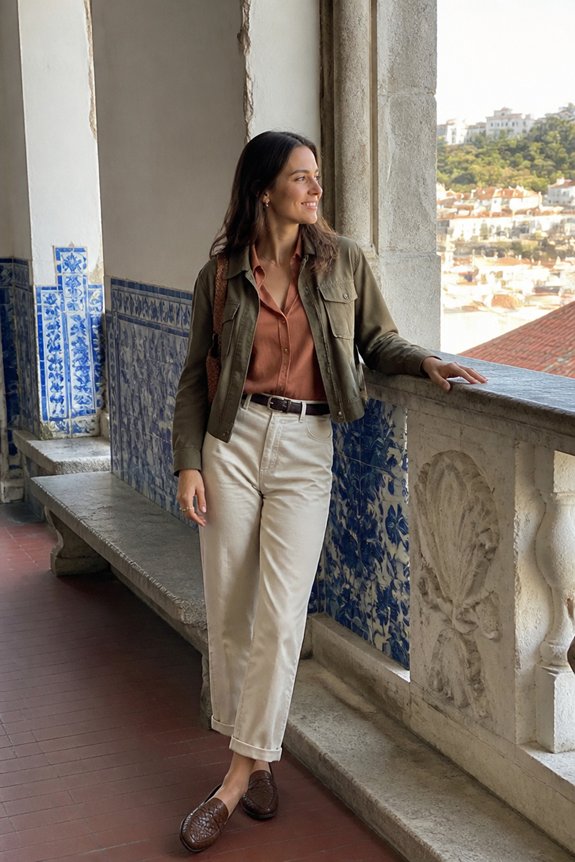 rust linen shirt ensemble