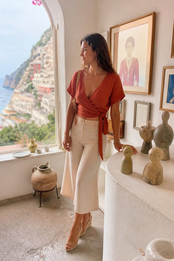 rust top with cream culottes