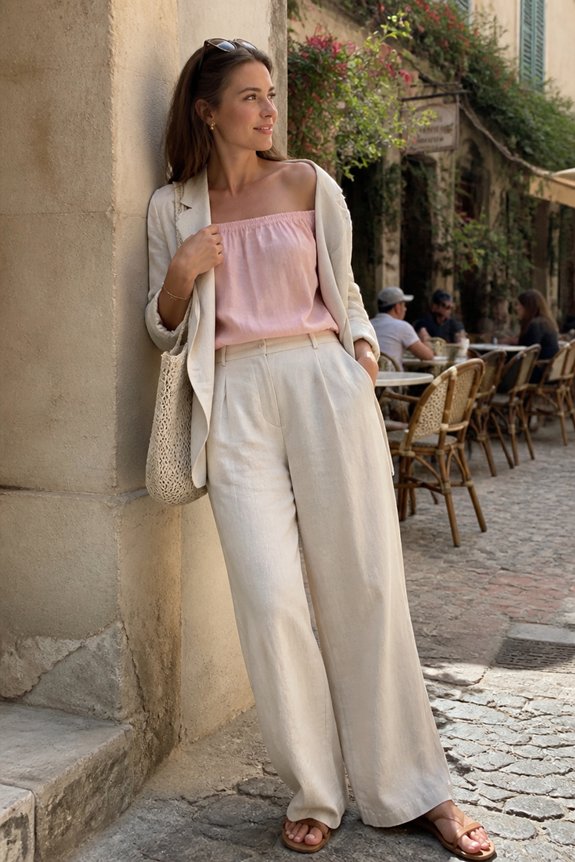 soft pink and ecru ensemble