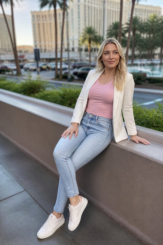soft pink casual layering