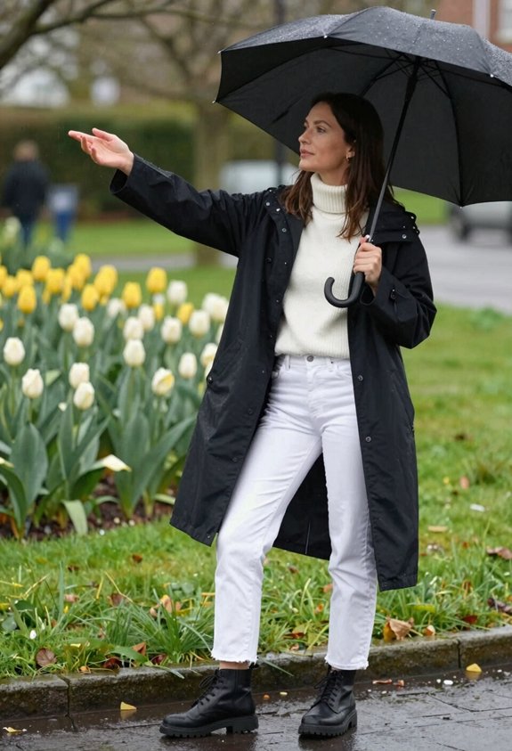 stylish raincoat and layers