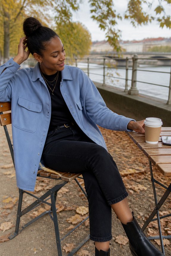 stylish slate blue outfit