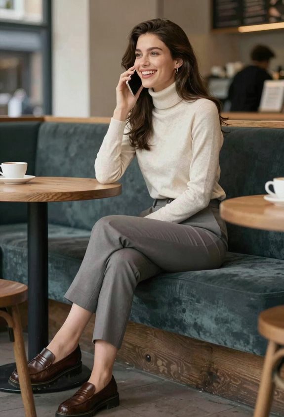 stylish turtleneck and pants