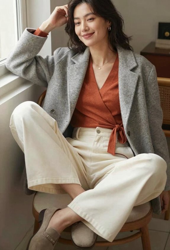 terracotta cream gray ensemble