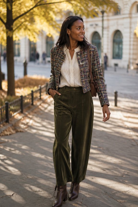textured blouse velvet pants