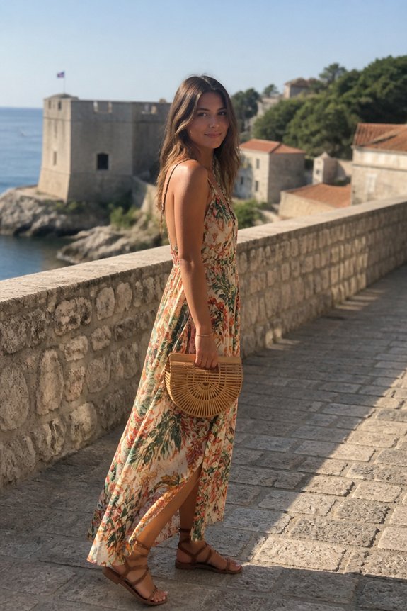 tropical dress with sandals