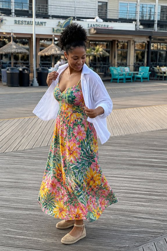 tropical summer beachwear ensemble