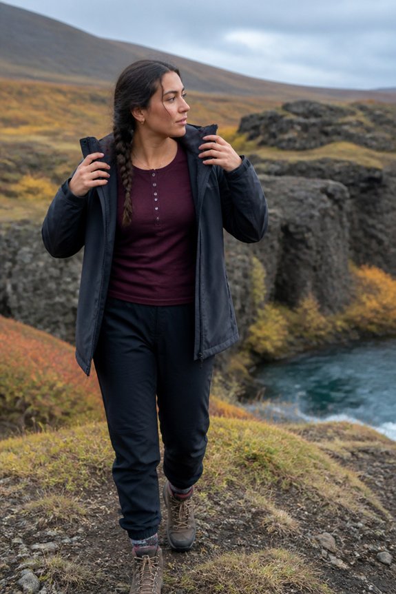warm burgundy layered outfit