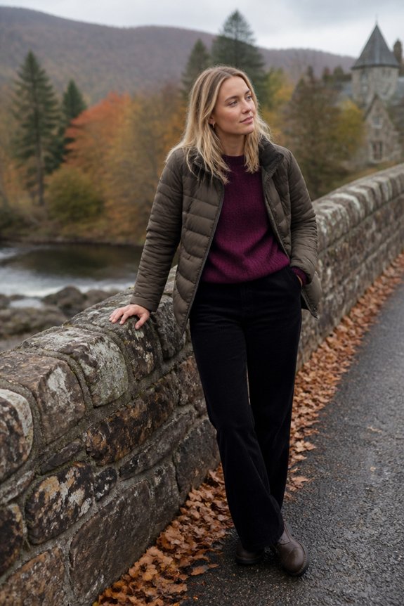 warm layered dark outfit