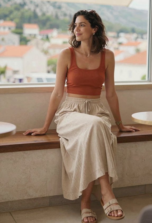 warm rust flowing beige