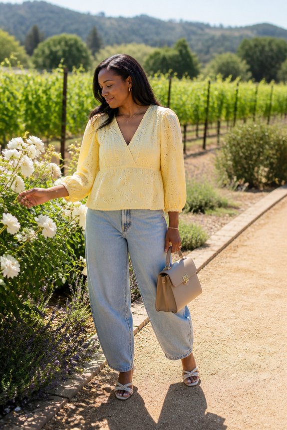 yellow eyelet blouse ensemble